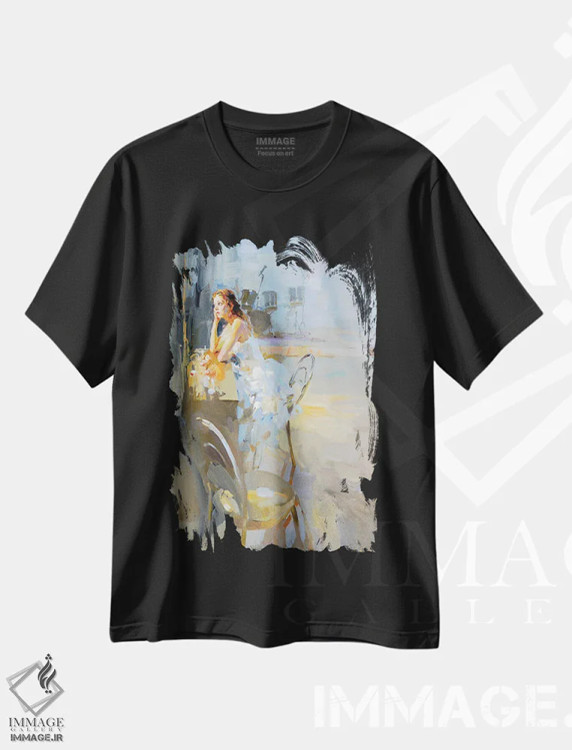 تیشرت مشکی طرح دار روبروی آینه، هنر فاخر کلاسیک اثر ایگور ژوک | فروشگاه ایماژ