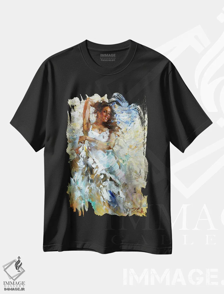 تیشرت مشکی طرح دار در رقص، دکور معاصر اثر ایگور ژوک | immage.ir