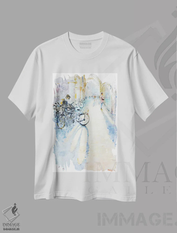 تیشرت سفید طرح دار باران می بارد، هنر فاخر کلاسیک اثر ایگور ژوک | فروشگاه ایماژ