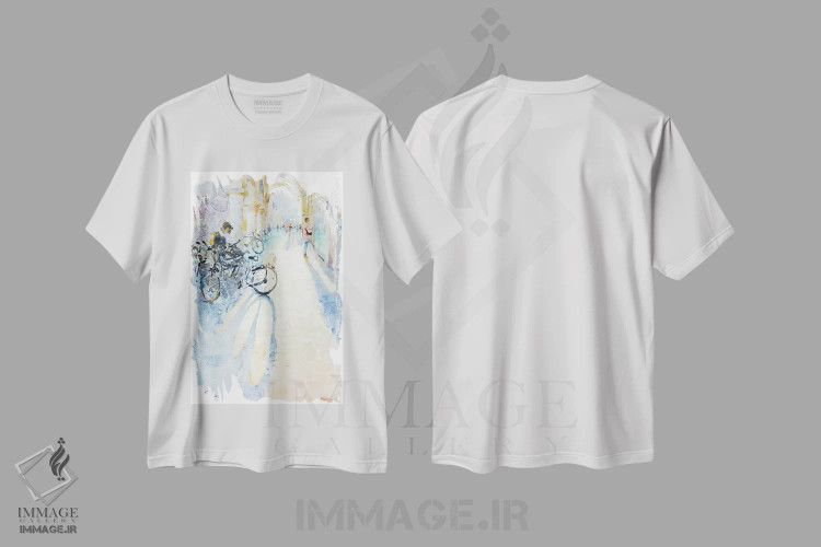 تیشرت سفید طرح دار باران می بارد، هنر فاخر کلاسیک اثر ایگور ژوک | فروشگاه ایماژ