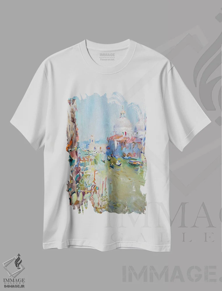 تیشرت سفید طرح دار ونیز ۲، دکور معاصر اثر ایگور ژوک | فروشگاه ایماژ