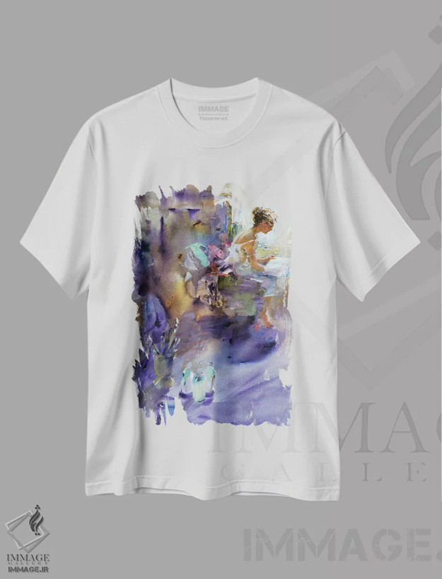 تیشرت سفید طرح دار نور پس زمینه، دکور معاصر اثر ایگور ژوک | فروشگاه ایماژ