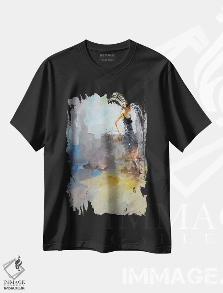 تیشرت مشکی طرح دار انتظار، دکور معاصر اثر ایگور ژوک | فروشگاه ایماژ