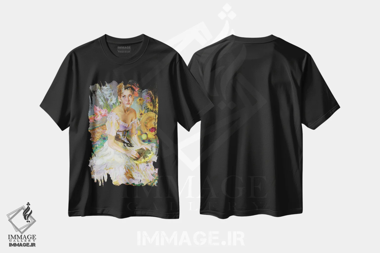 تیشرت مشکی طرح دار گل آفتابگردان، دکور معاصر اثر ایگور ژوک | فروشگاه ایماژ