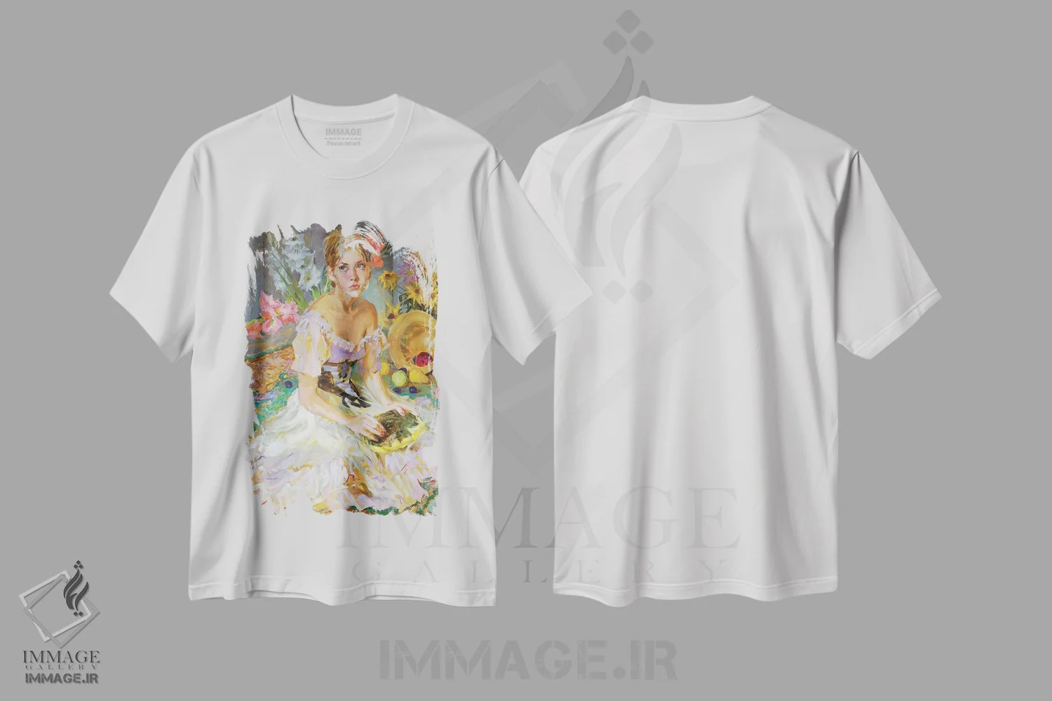 تیشرت سفید طرح دار گل آفتابگردان، دکور معاصر اثر ایگور ژوک | immage.ir