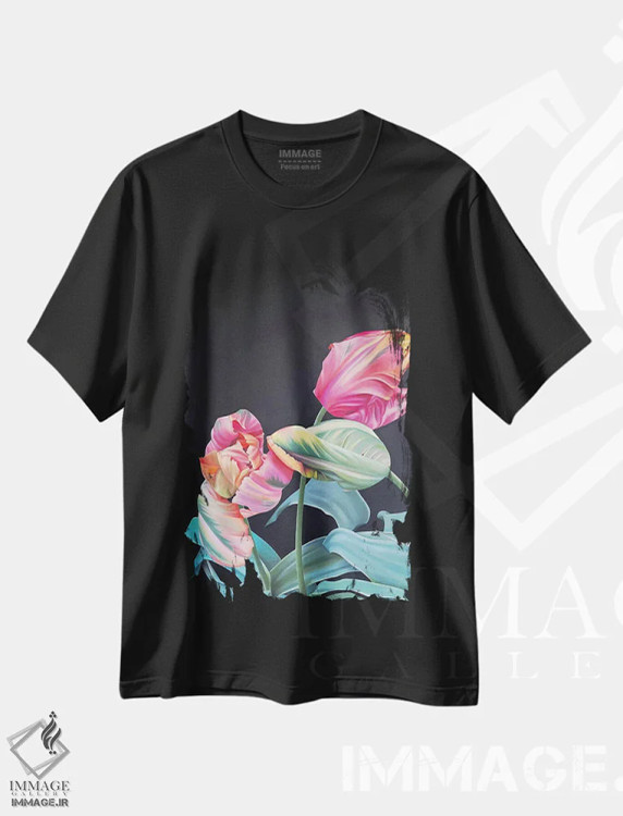 تیشرت مشکی طرح دار طوطی آوینیون، دکور معاصر اثر ایلدزه اوس | فروشگاه ایماژ