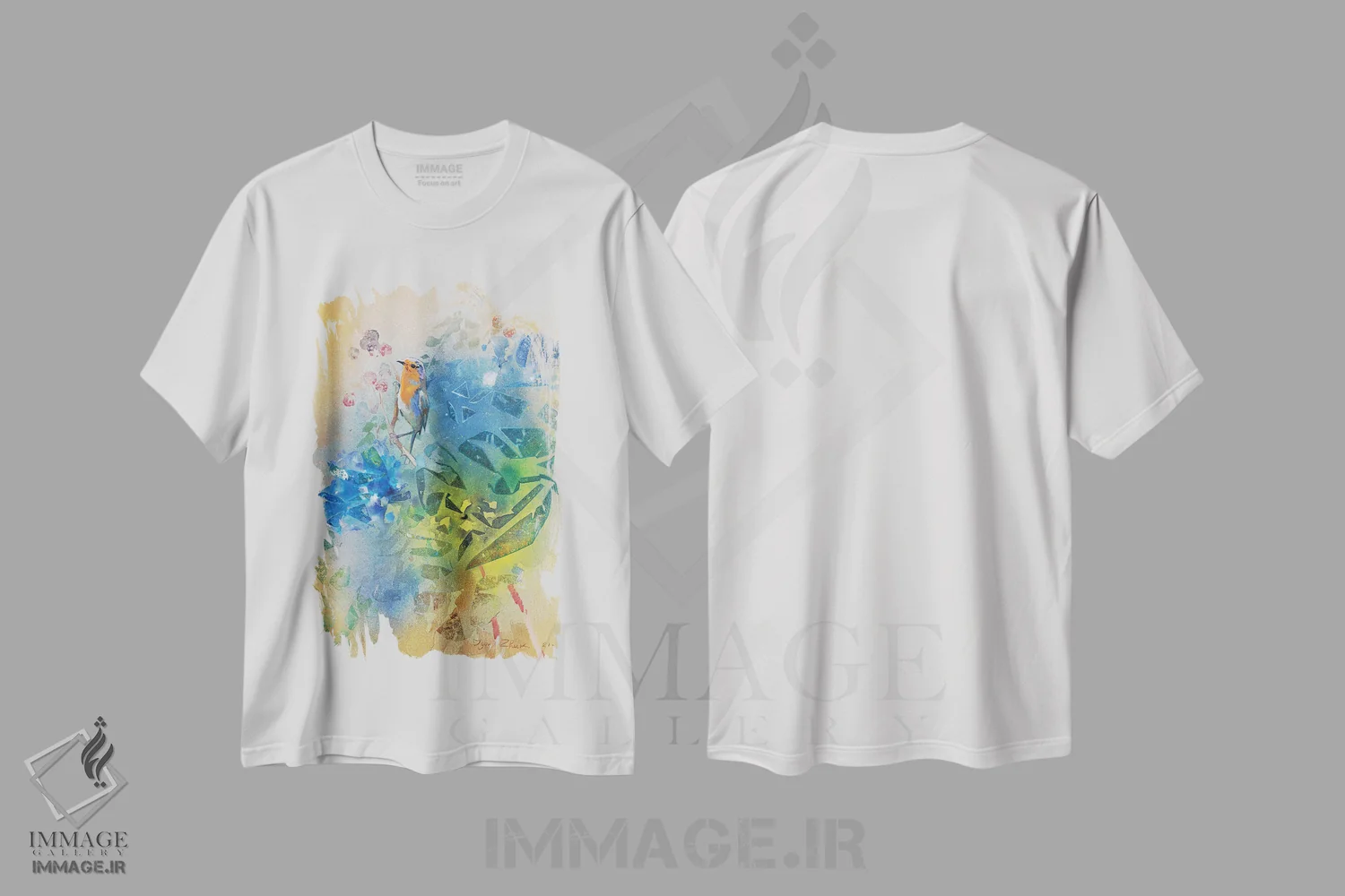 تیشرت سفید طرح دار تابستان ۴، آبستره اثر ایگور ژوک | فروشگاه ایماژ