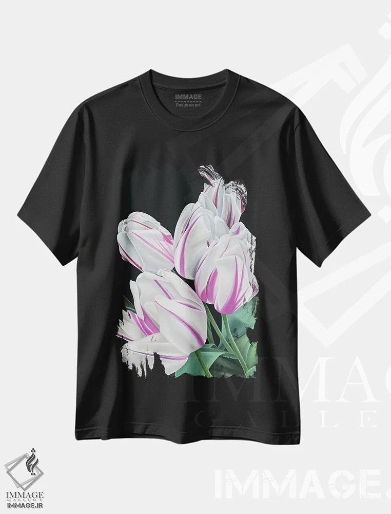 تیشرت مشکی طرح دار پرچم شعله ور، دکور معاصر اثر ایلدزه اوس | immage.ir