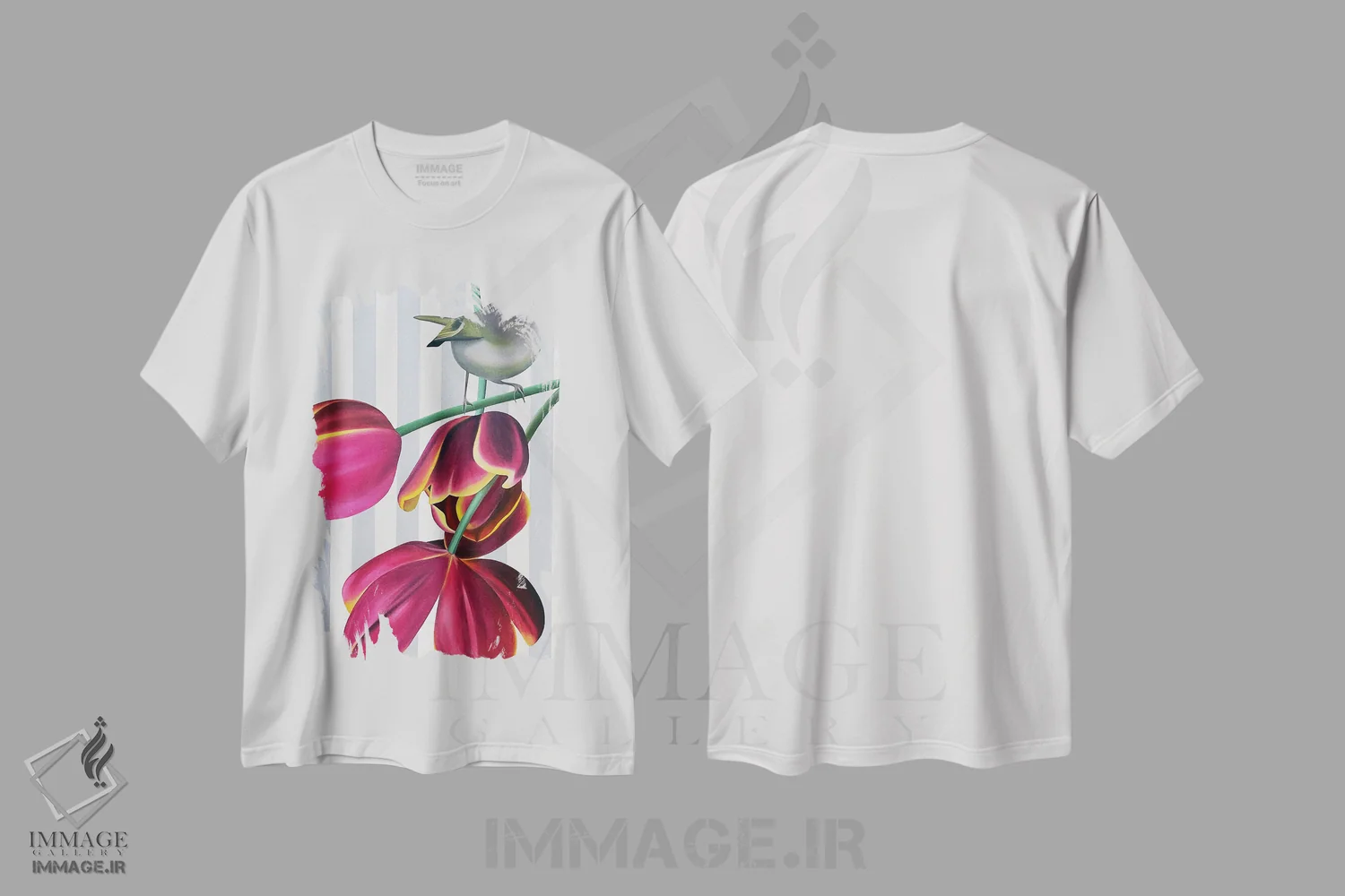 تیشرت سفید طرح دار پرنده کله طلایی و اژدهای پرنده، دکور معاصر اثر ایلدزه اوس | immage.ir