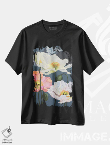 تیشرت مشکی طرح دار ریویرای مونترو، دکور معاصر اثر ایلدزه اوس | فروشگاه ایماژ