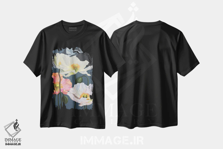 تیشرت مشکی طرح دار ریویرای مونترو، دکور معاصر اثر ایلدزه اوس | فروشگاه ایماژ