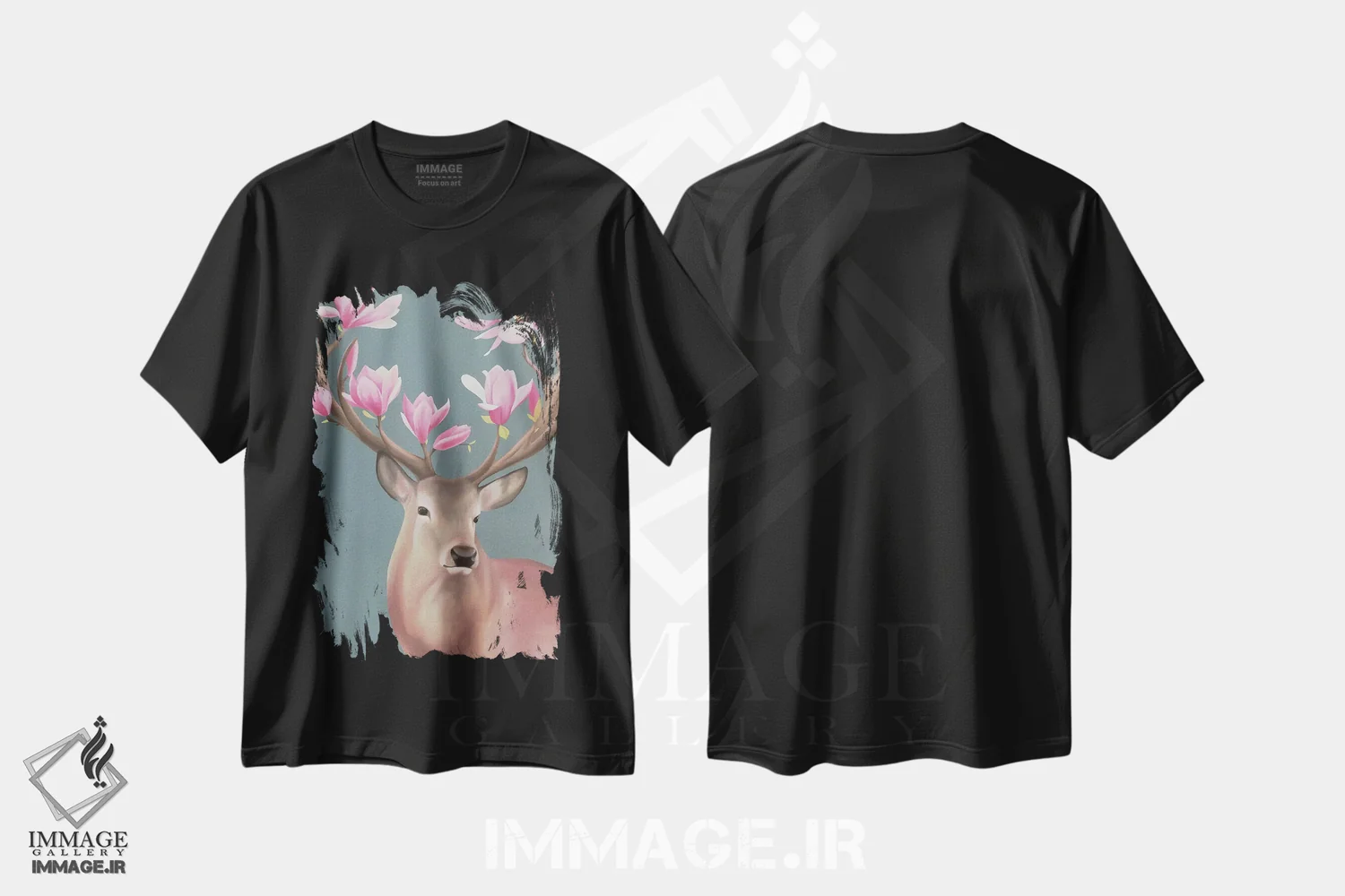 تیشرت مشکی طرح دار جادوی بهار، دکور معاصر اثر ایلدزه اوس | فروشگاه ایماژ