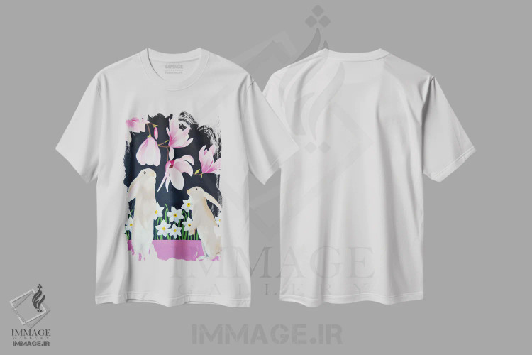 تیشرت سفید طرح دار بهار، کجایی؟، دکور معاصر اثر ایلدزه اوس | فروشگاه ایماژ
