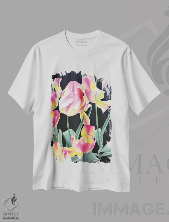 تیشرت سفید طرح دار گیرنده آفتاب، دکور معاصر اثر ایلدزه اوس | فروشگاه ایماژ