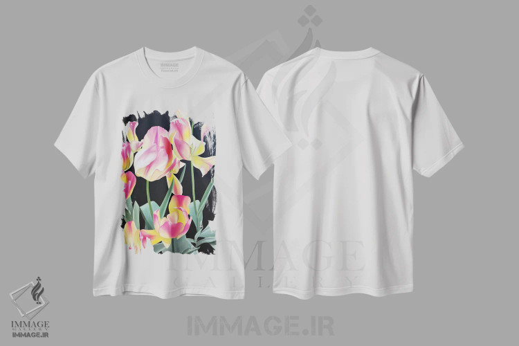 تیشرت سفید طرح دار گیرنده آفتاب، دکور معاصر اثر ایلدزه اوس | فروشگاه ایماژ