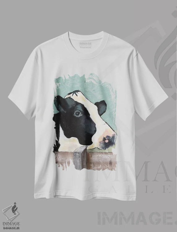 تیشرت سفید طرح دار گاو هلشتاین I، دکور روستایی اثر جید رینولدز | immage.ir