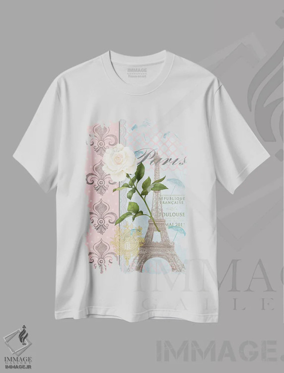 تیشرت سفید طرح دار زندگی به رنگ صورتی II، تزئینی اثر جید رینولدز | فروشگاه ایماژ