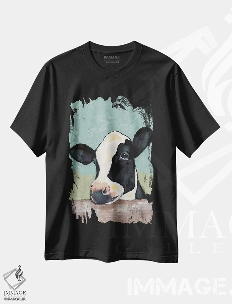 تیشرت مشکی طرح دار گاو هلشتاین II، دکور روستایی اثر جید رینولدز | فروشگاه ایماژ