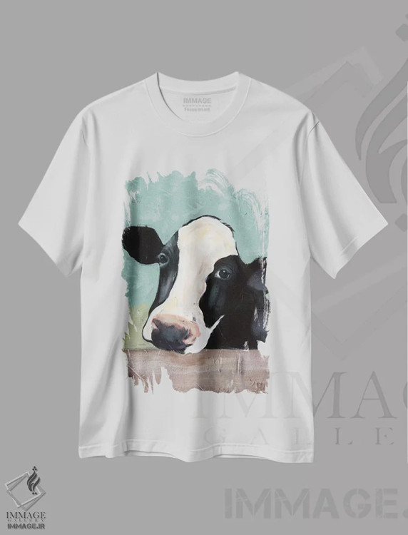 تیشرت سفید طرح دار گاو هلشتاین III، دکور روستایی اثر جید رینولدز | فروشگاه ایماژ