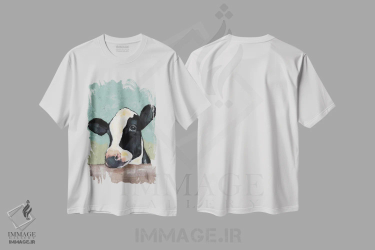 تیشرت سفید طرح دار گاو هلشتاین II، دکور روستایی اثر جید رینولدز | immage.ir
