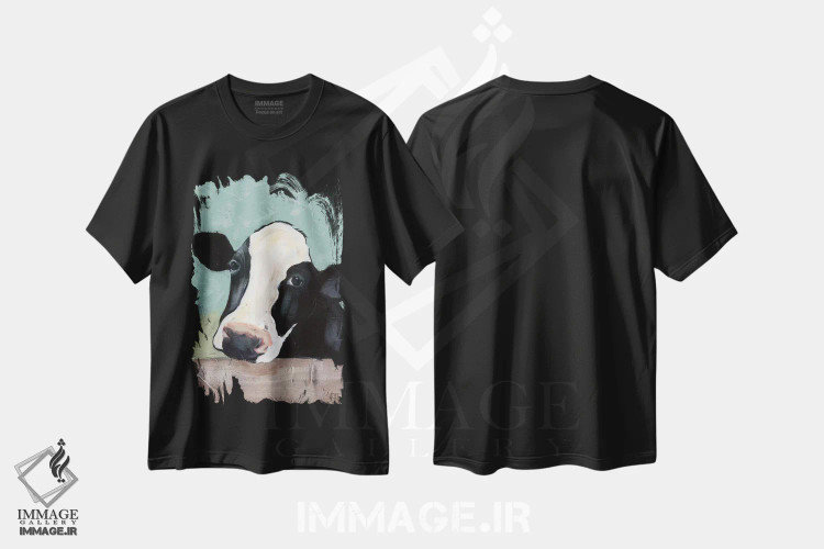تیشرت مشکی طرح دار گاو هلشتاین III، دکور روستایی اثر جید رینولدز | immage.ir