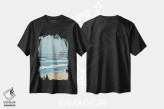 تیشرت مشکی طرح دار اسکله ماهیگیری دیپتیک II، دکور ساحلی اثر جید رینولدز | فروشگاه ایماژ