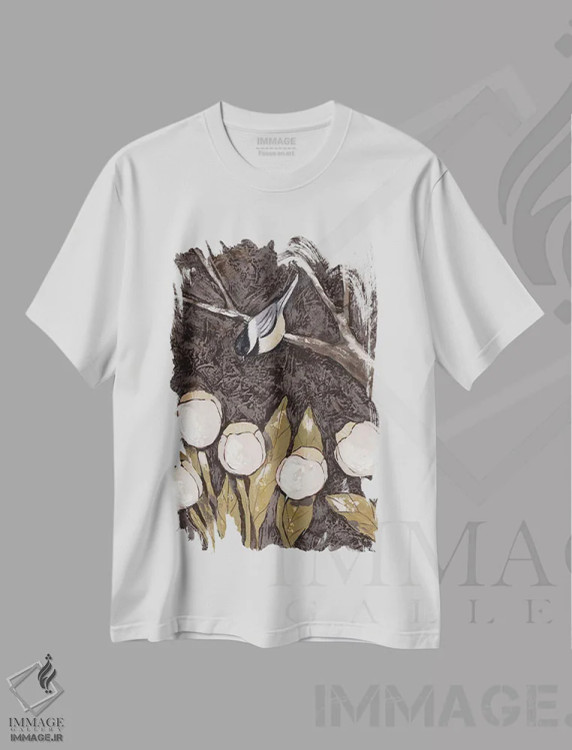 تیشرت سفید طرح دار چیکادی و لاله ها II، دکور روستایی اثر جید رینولدز | immage.ir