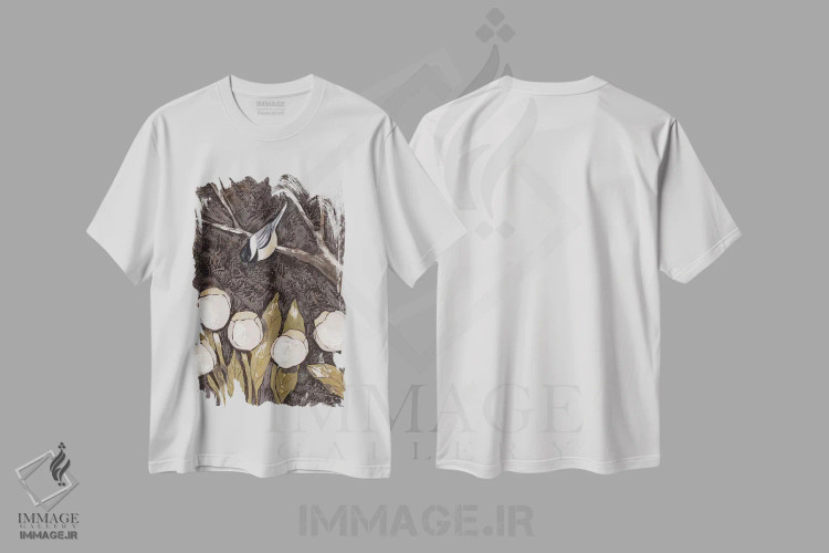 تیشرت سفید طرح دار چیکادی و لاله ها II، دکور روستایی اثر جید رینولدز | immage.ir