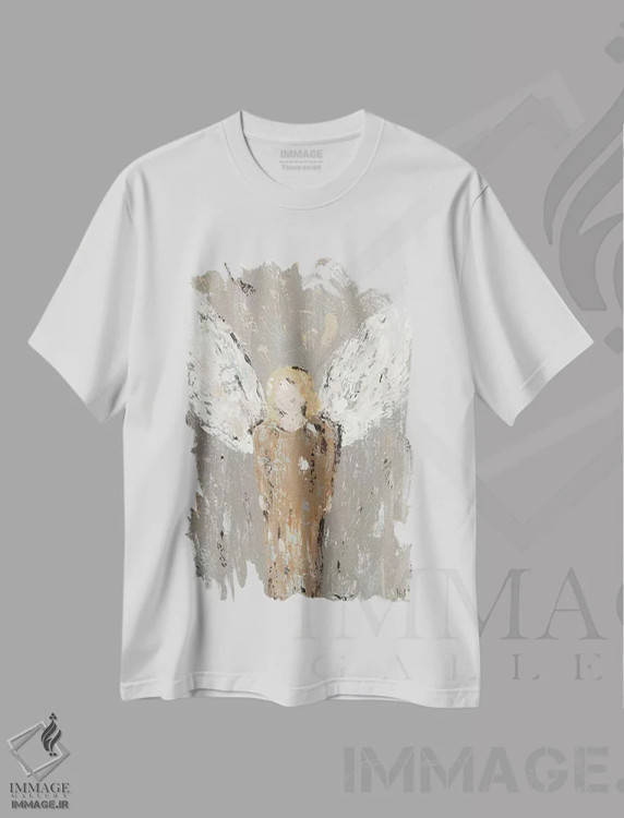 تیشرت سفید طرح دار فرشته نگهبان، دکور تعطیلات اثر جید رینولدز | فروشگاه ایماژ