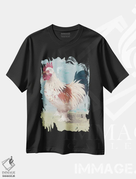 تیشرت مشکی طرح دار زندگی مزرعه - مرغ ها II، دکور روستایی اثر جید رینولدز | فروشگاه ایماژ