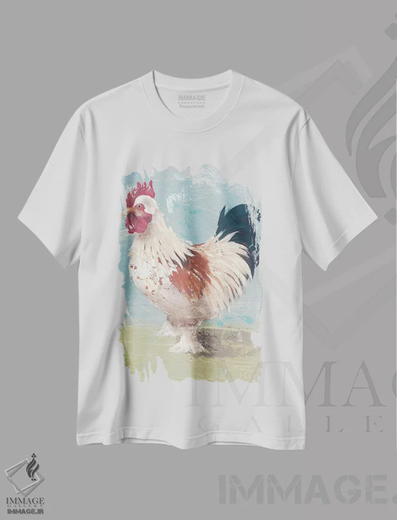 تیشرت سفید طرح دار زندگی مزرعه - مرغ ها II، دکور روستایی اثر جید رینولدز | immage.ir