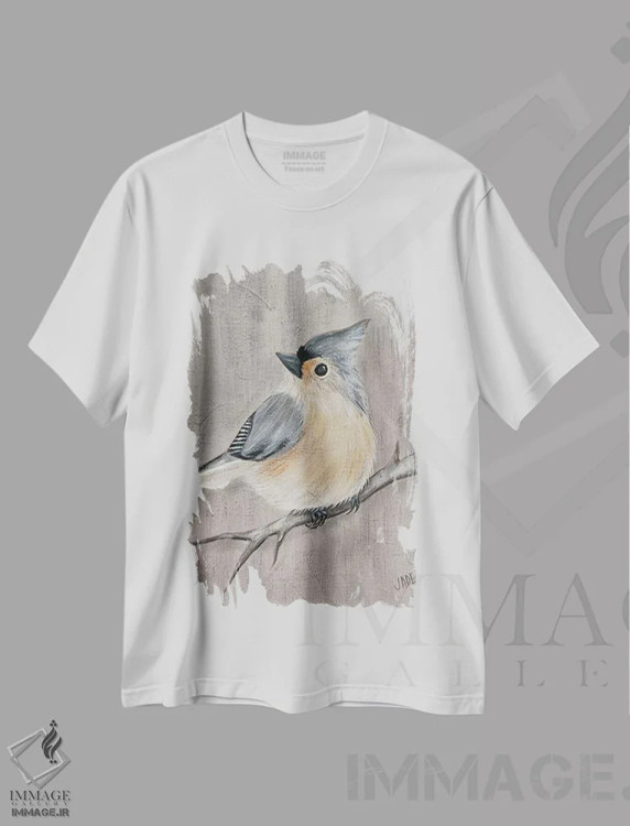 تیشرت سفید طرح دار پرنده زمستانی I اثر جید رینولدز | immage.ir