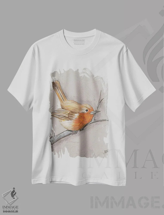 تیشرت سفید طرح دار پرنده زمستانی II اثر جید رینولدز | فروشگاه ایماژ