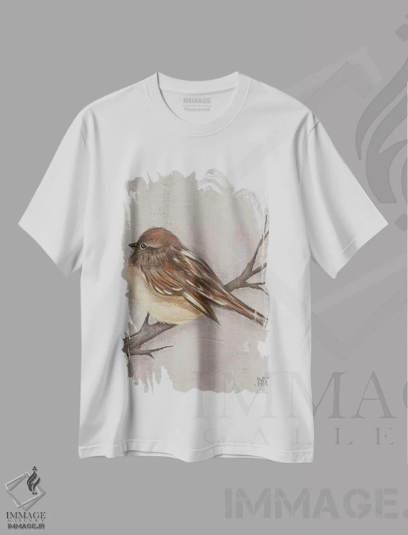 تیشرت سفید طرح دار پرنده زمستانی III اثر جید رینولدز | immage.ir