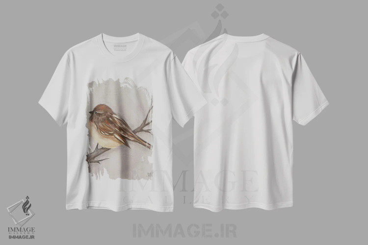 تیشرت سفید طرح دار پرنده زمستانی III اثر جید رینولدز | immage.ir