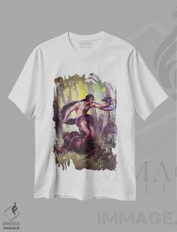 تیشرت سفید طرح دار Lord of the Jungle,تارزان، ارباب جنگل، تزئینی اثر جی. آلن سنت جان | immage.ir