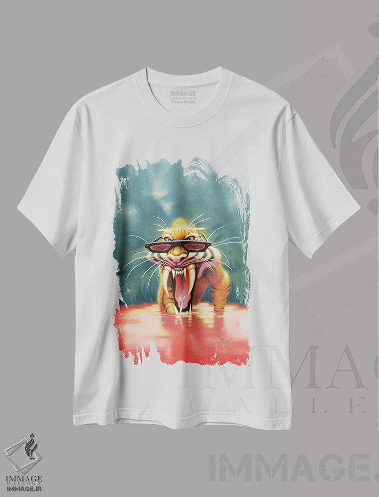 تیشرت سفید طرح دار ببر تشنه اثر جیمز بنت | فروشگاه ایماژ
