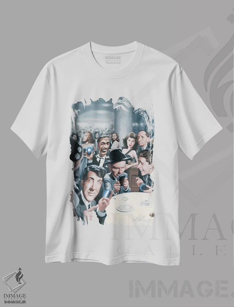 تیشرت سفید طرح دار توییت های گروه موش ها، هنر آمریکایی آفریقایی تبار اثر جیمز بنت | immage.ir
