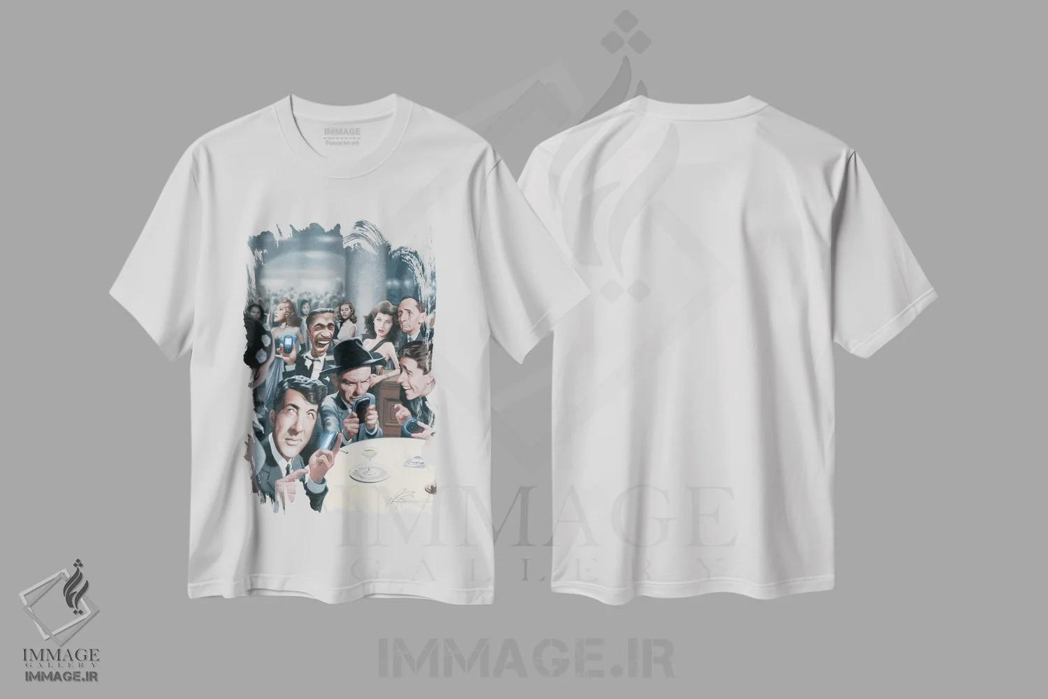 تیشرت سفید طرح دار توییت های گروه موش ها، هنر آمریکایی آفریقایی تبار اثر جیمز بنت | immage.ir