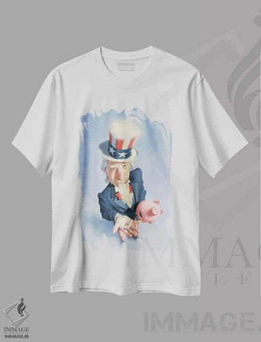 تیشرت سفید طرح دار عمو سام بیچاره، مدیوم اثر جیمز بنت | فروشگاه ایماژ