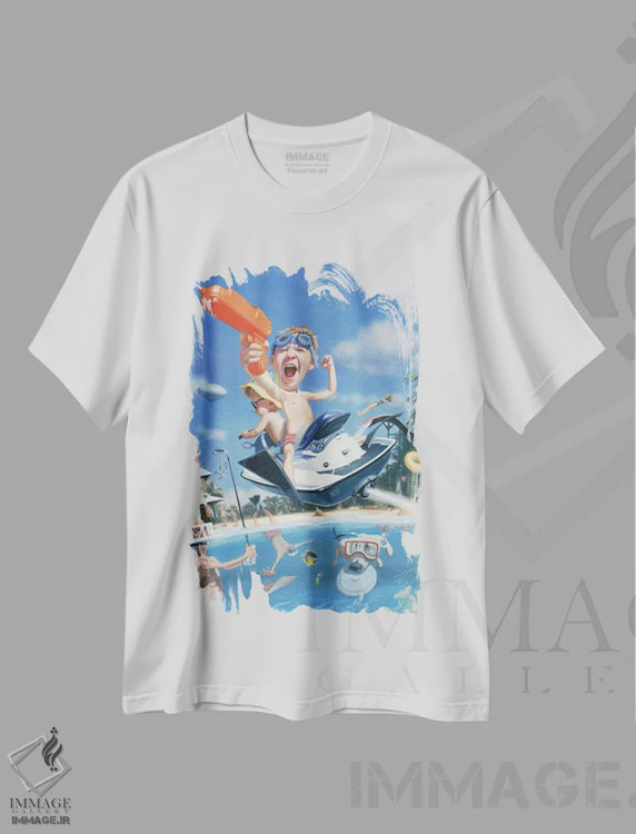 تیشرت سفید طرح دار بهترین پارک های آبی، مدیوم اثر جیمز بنت | فروشگاه ایماژ