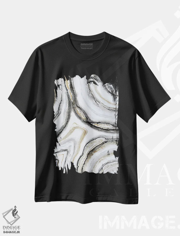 تیشرت مشکی طرح دار سایه های خاکستری دو اثر لیز جاردین | فروشگاه ایماژ