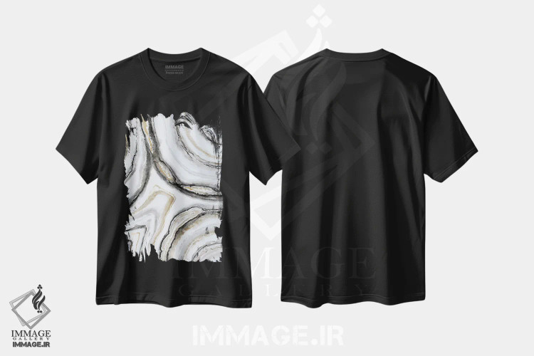 تیشرت مشکی طرح دار سایه های خاکستری دو اثر لیز جاردین | فروشگاه ایماژ