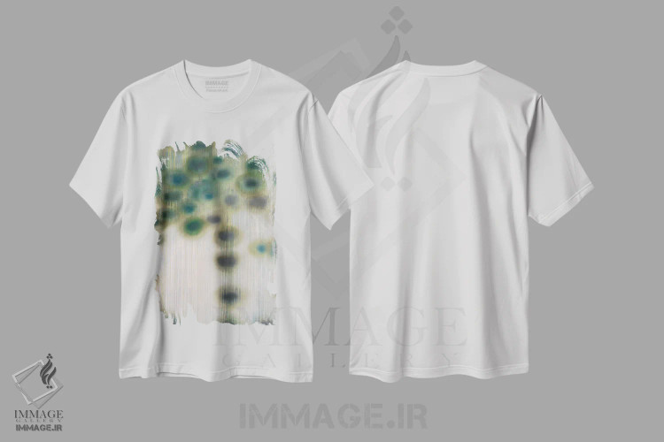 تیشرت سفید طرح دار قطره ای در سطل اثر لیز جاردین | immage.ir