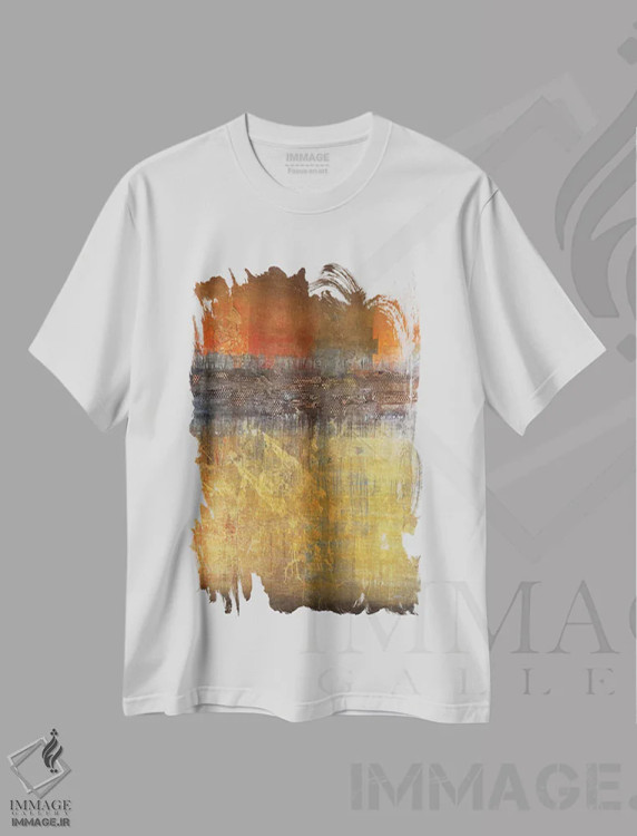 تیشرت سفید طرح دار کهکشان ۵۰۰، آبستره اثر لیز جاردین | فروشگاه ایماژ