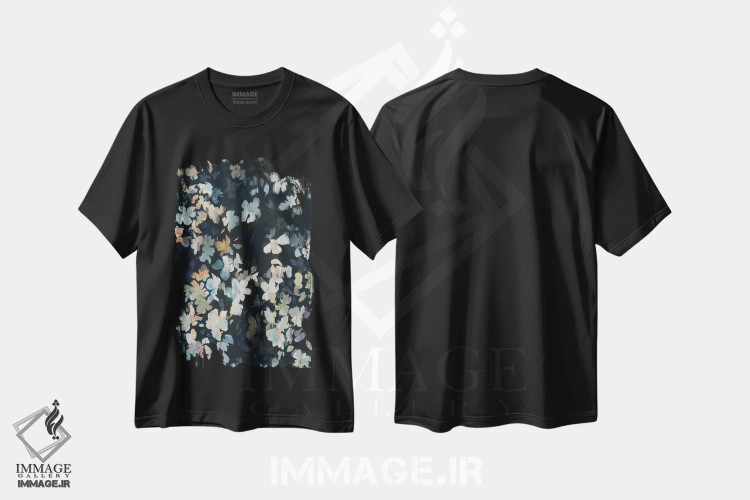 تیشرت مشکی طرح دار گردباد، آبستره اثر لیز جاردین | فروشگاه ایماژ