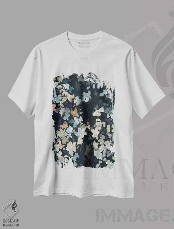 تیشرت سفید طرح دار گردباد، آبستره اثر لیز جاردین | immage.ir