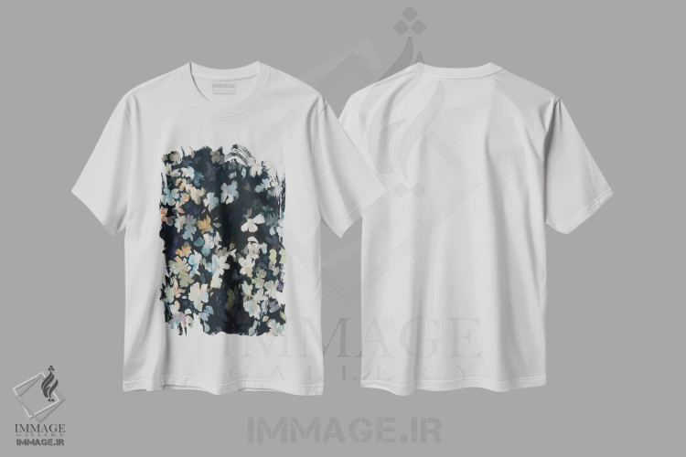 تیشرت سفید طرح دار گردباد، آبستره اثر لیز جاردین | immage.ir