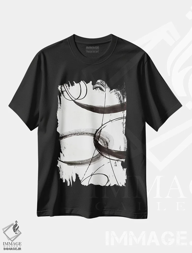 تیشرت مشکی طرح دار سبک برجسته ۳ اثر لیز جاردین | immage.ir