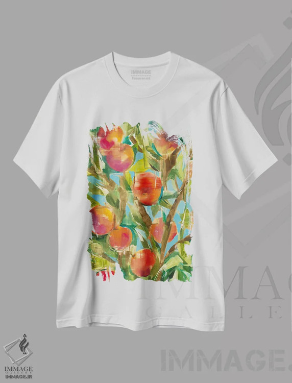 تیشرت سفید طرح دار کاملاً هلو، دکور معاصر اثر لیز جاردین | immage.ir